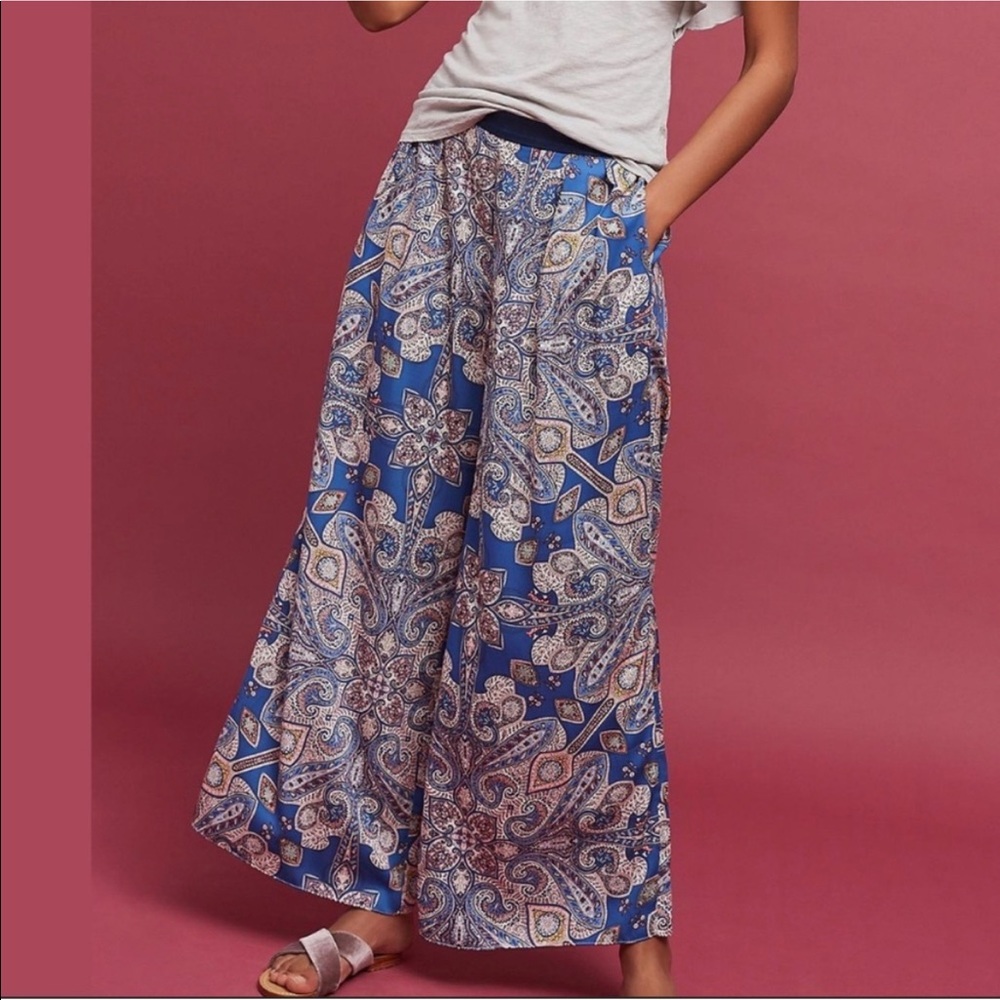 ANTHROPOLOGIE Ines Satin Wide Leg Palazzo Pants